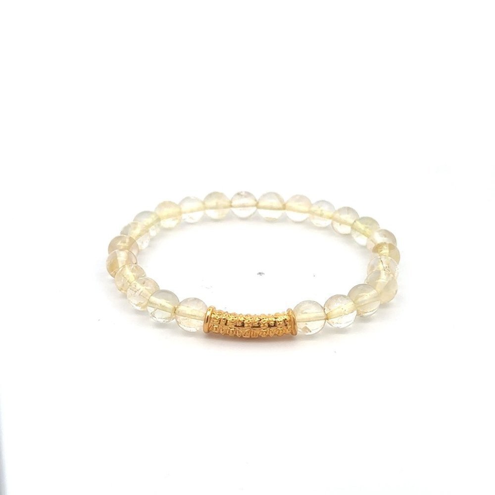 18K Gold Tube Lucky Charm Bracelet Gemstones November Birthstones Citrine 6mm